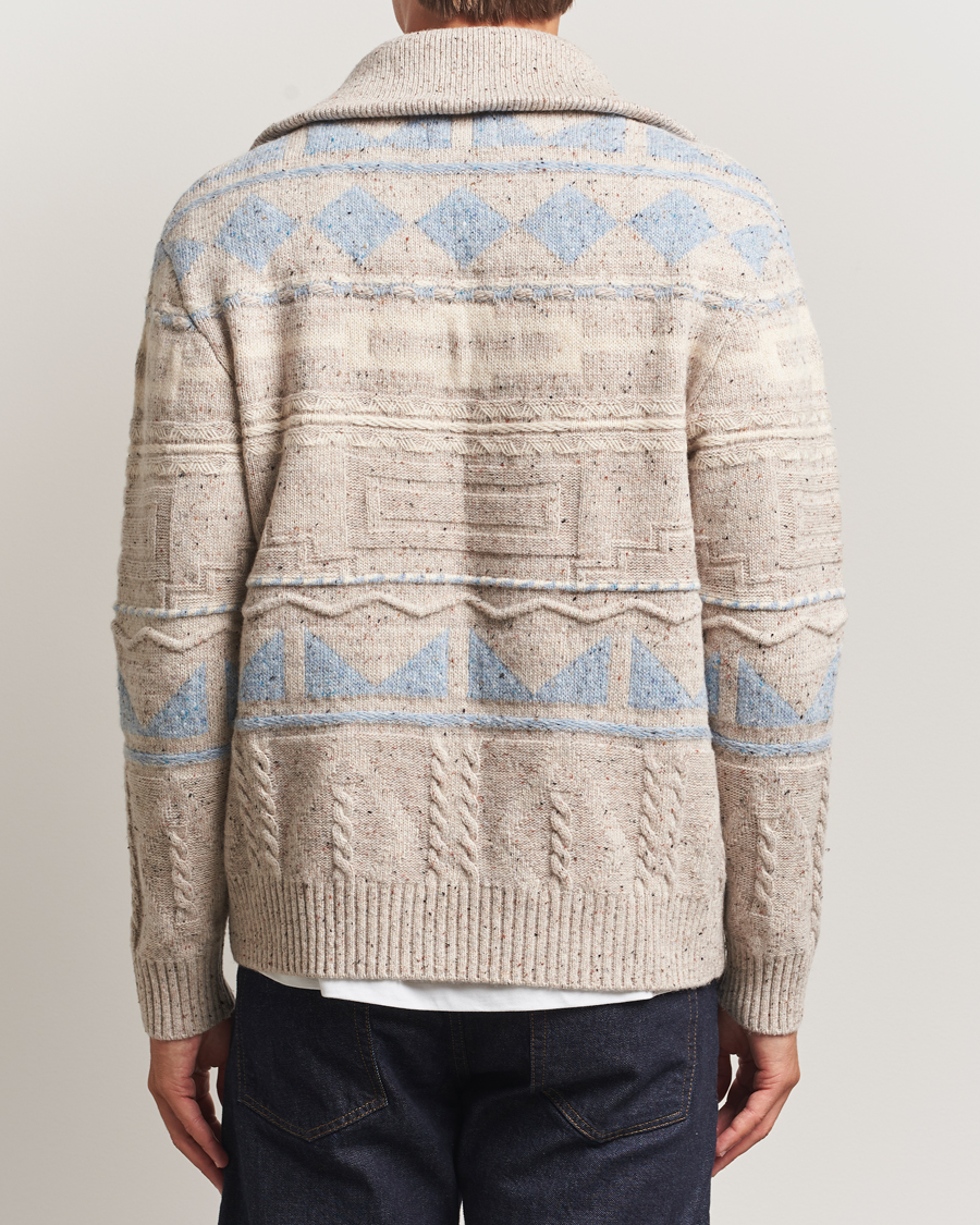Hombres | Jerséis y prendas de punto | NN07 | William Heavy Knitted Wool Half Zip Ecru