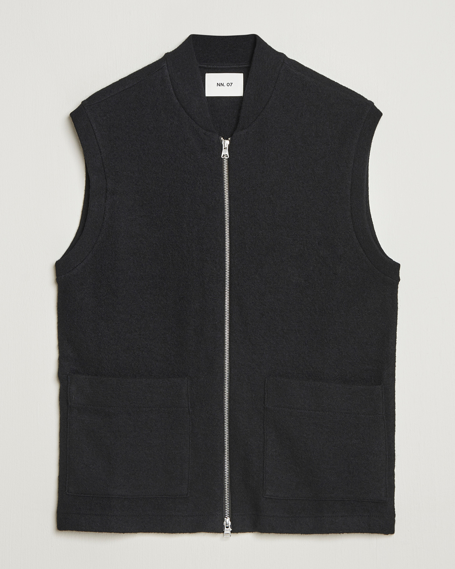 Hombres | Jerséis y prendas de punto | NN07 | Boiled Wool Vest Black