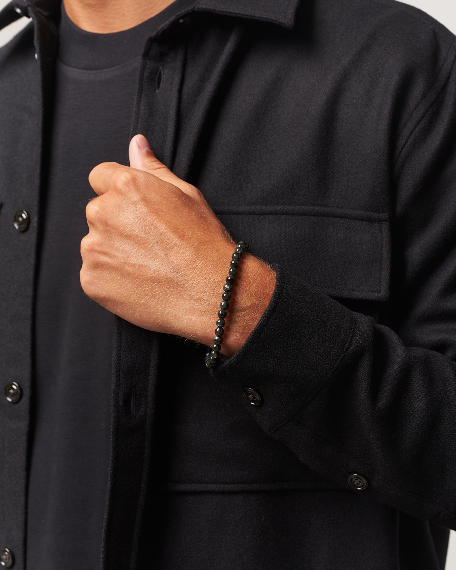 Hombres | Joyas | Tom Wood | Cove Bracelet Slim Black Larvikite