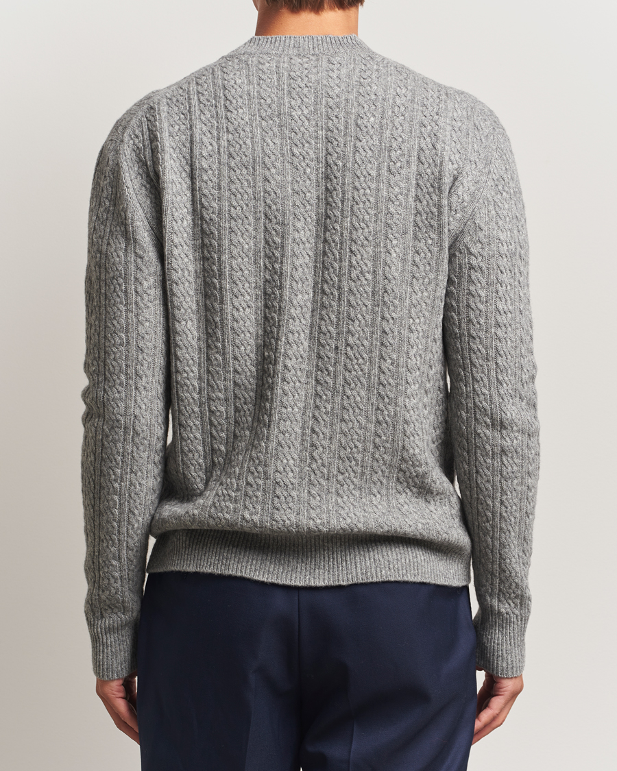 Hombres | Jerséis y prendas de punto | Altea | Cable Crew Neck Sweater Grey Melange