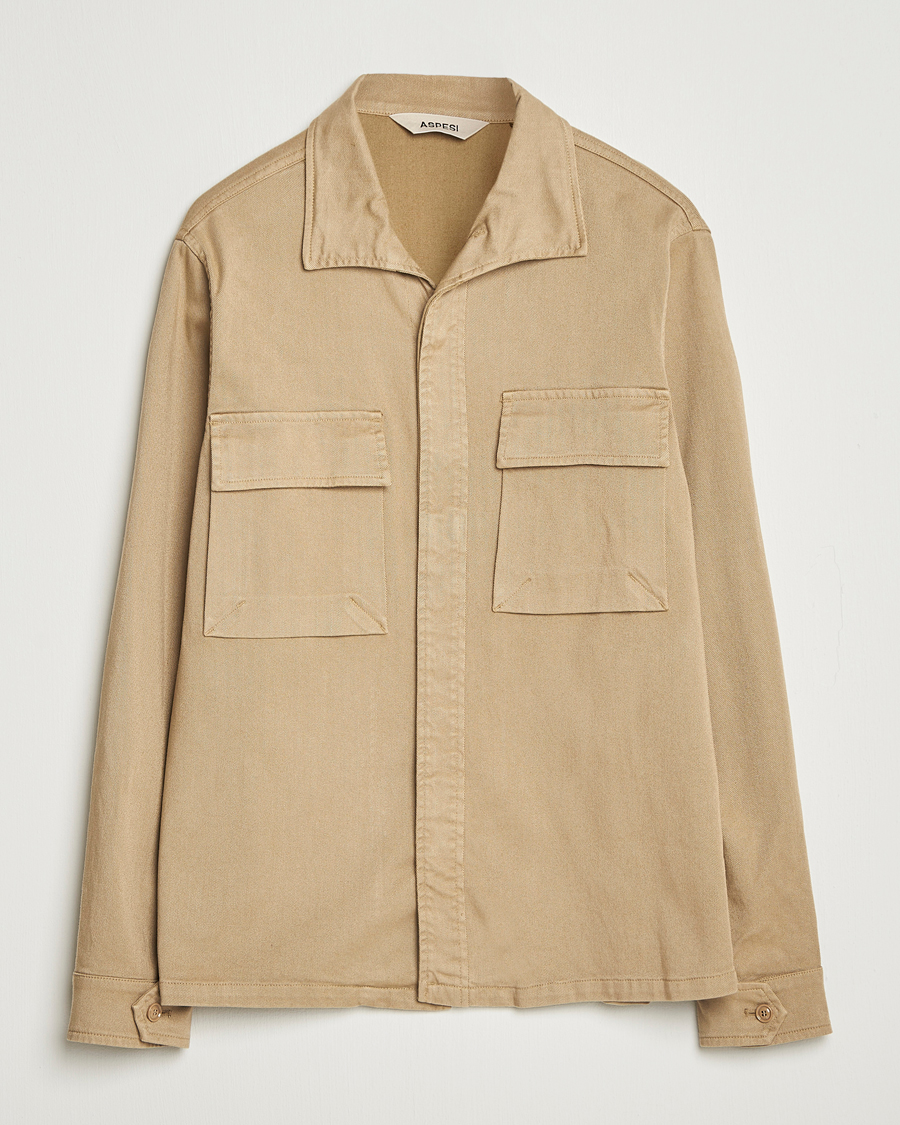 Hombres | Camisas | Aspesi | Twill Cotton Overshirt Beige