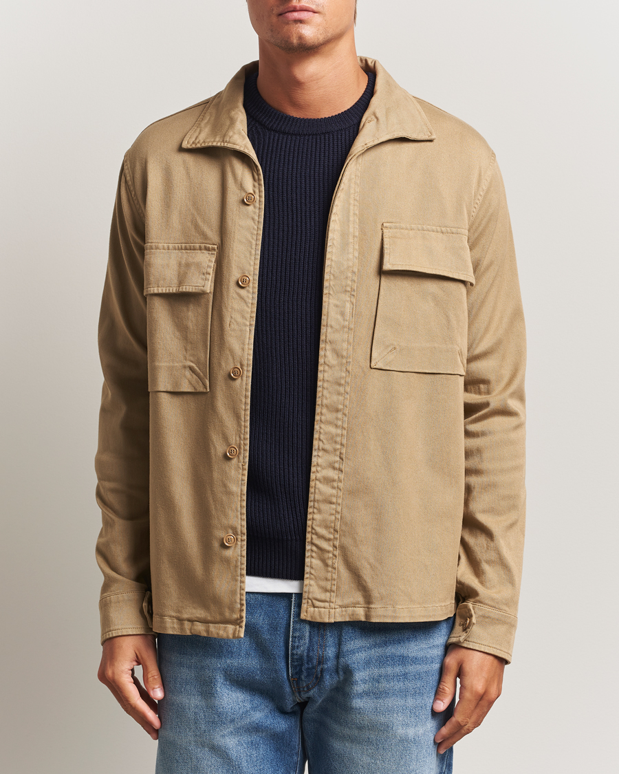 Hombres | Camisas | Aspesi | Twill Cotton Overshirt Beige