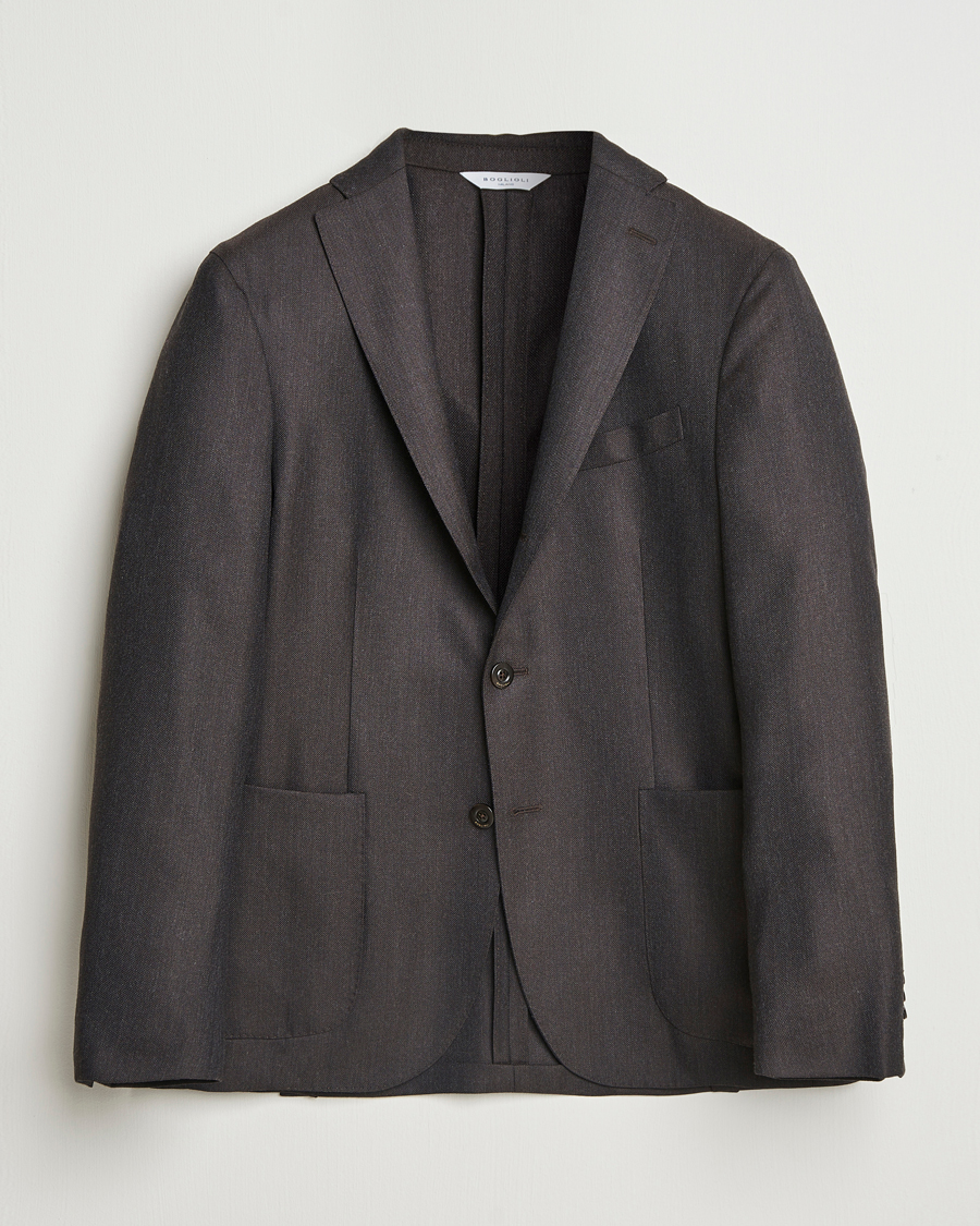 Hombres | Blazers | Boglioli | K Jacket Wool Hopsack Blazer Dark Brown