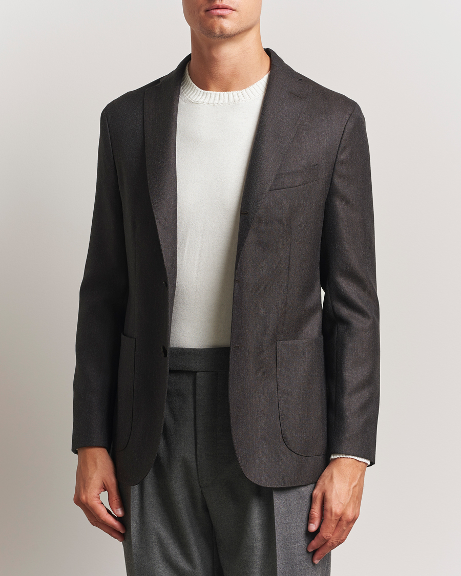 Hombres | Blazers | Boglioli | K Jacket Wool Hopsack Blazer Dark Brown