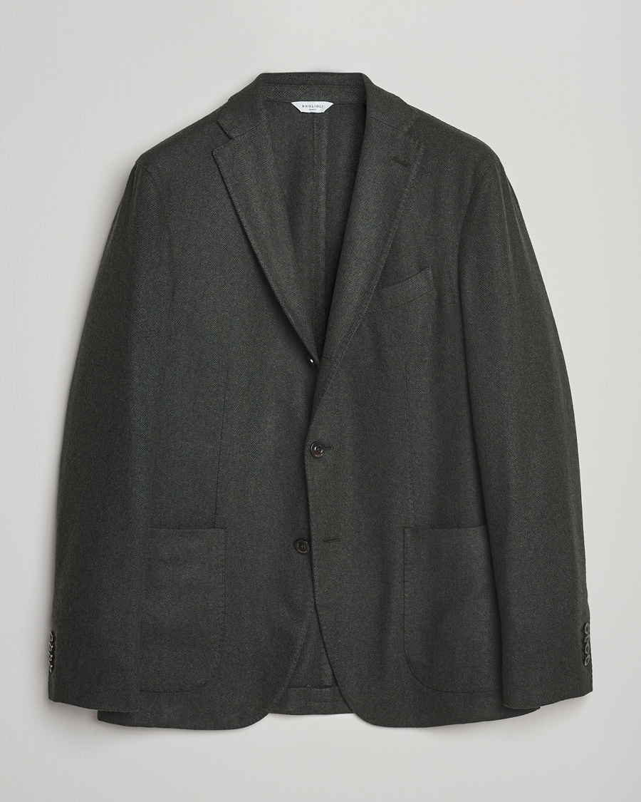 Hombres | Blazers | Boglioli | K Jacket Wool Herringbone Blazer Hunting Green