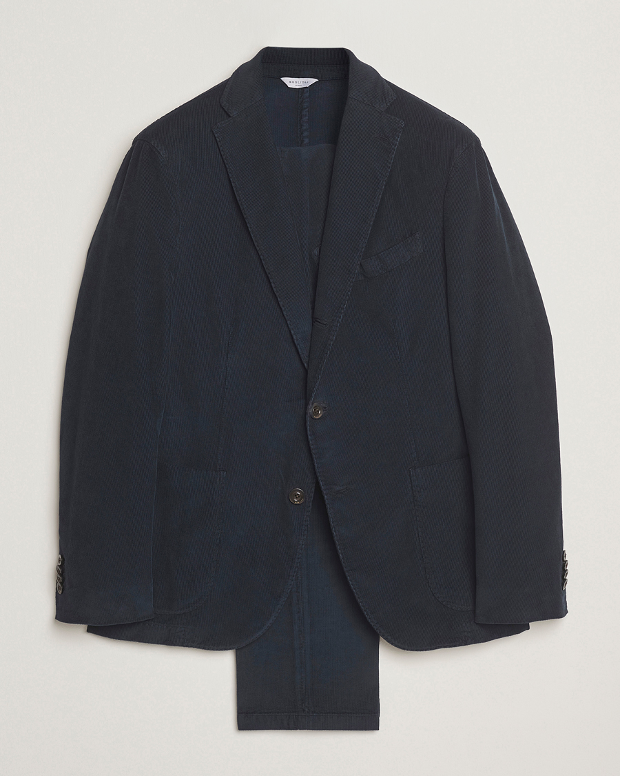Hombres | Trajes | Boglioli | K Jacket Baby Corduroy Suit Navy
