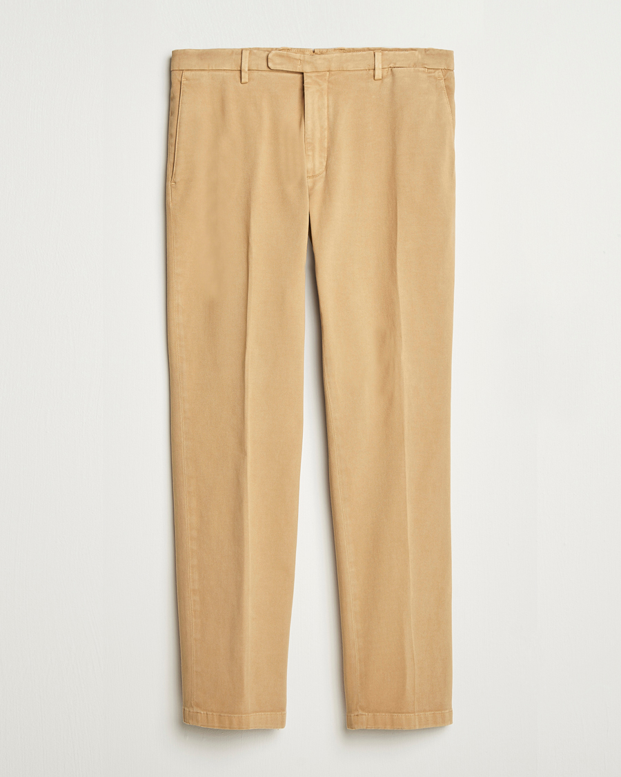 Hombres | Pantalones | Boglioli | Cotton Twill Trousers Beige