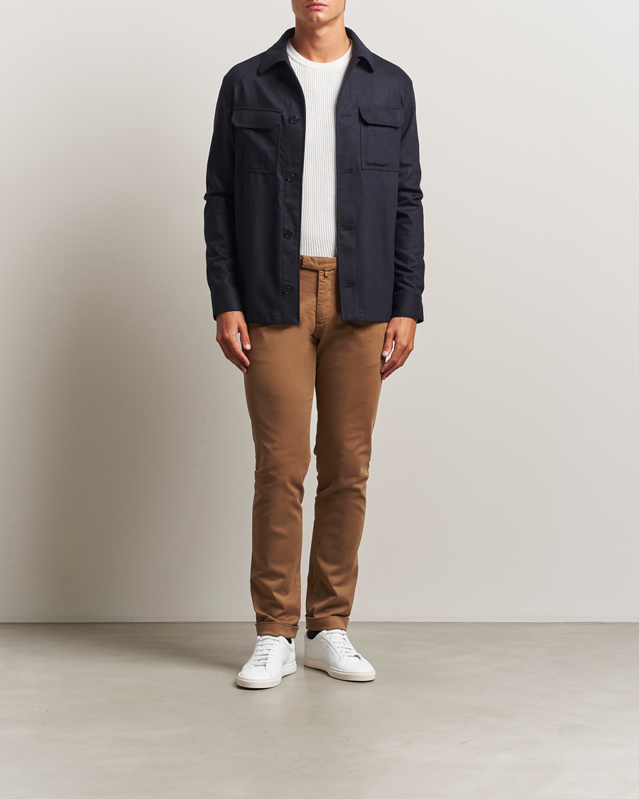 Hombres | Pantalones | Briglia 1949 | Slim Fit Cotton Stretch Chino Mid Brown