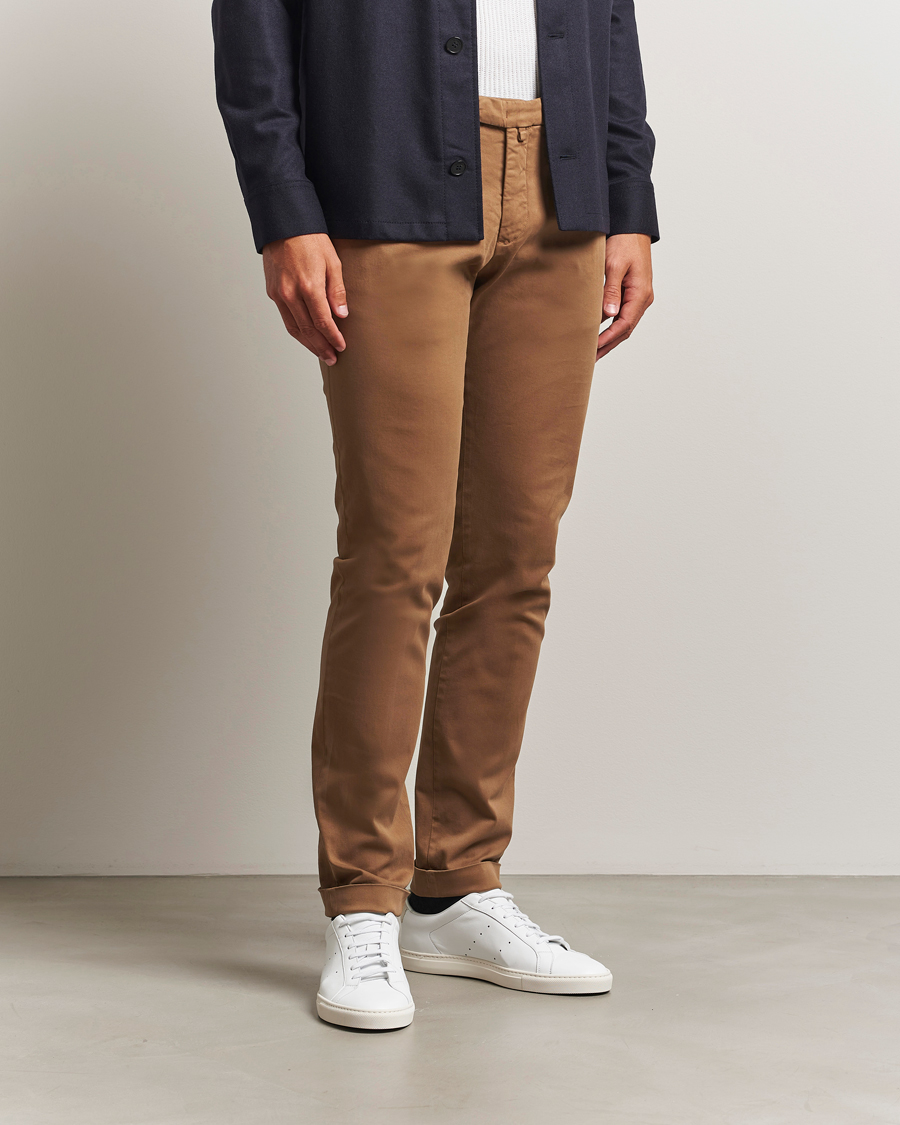 Hombres | Pantalones | Briglia 1949 | Slim Fit Cotton Stretch Chino Mid Brown