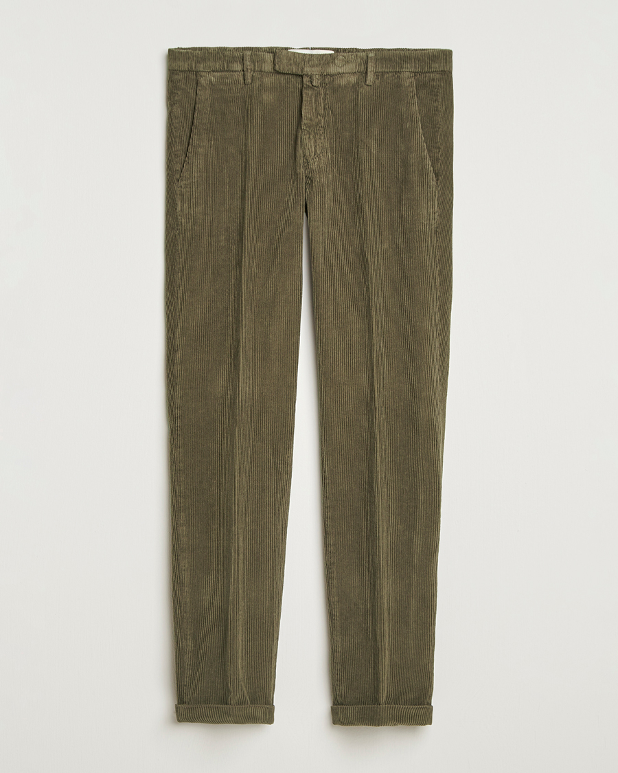 Hombres | Pantalones | Briglia 1949 | Slim Fit Corduroy Trousers Dark Green