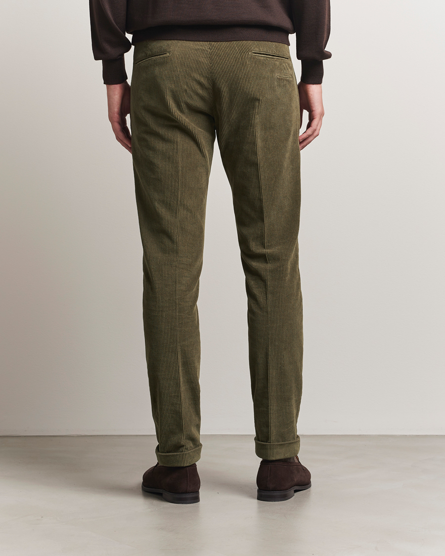 Hombres | Pantalones | Briglia 1949 | Slim Fit Corduroy Trousers Dark Green