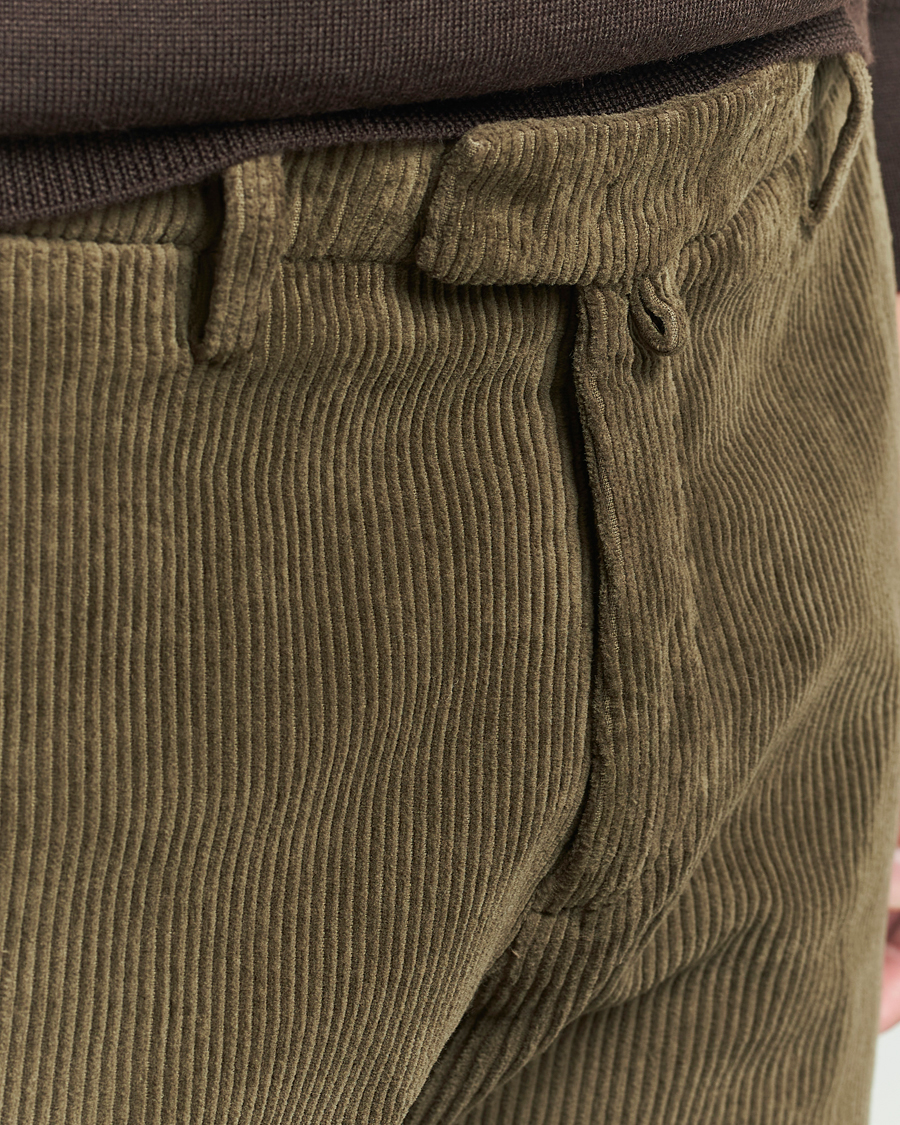 Hombres | Pantalones | Briglia 1949 | Slim Fit Corduroy Trousers Dark Green