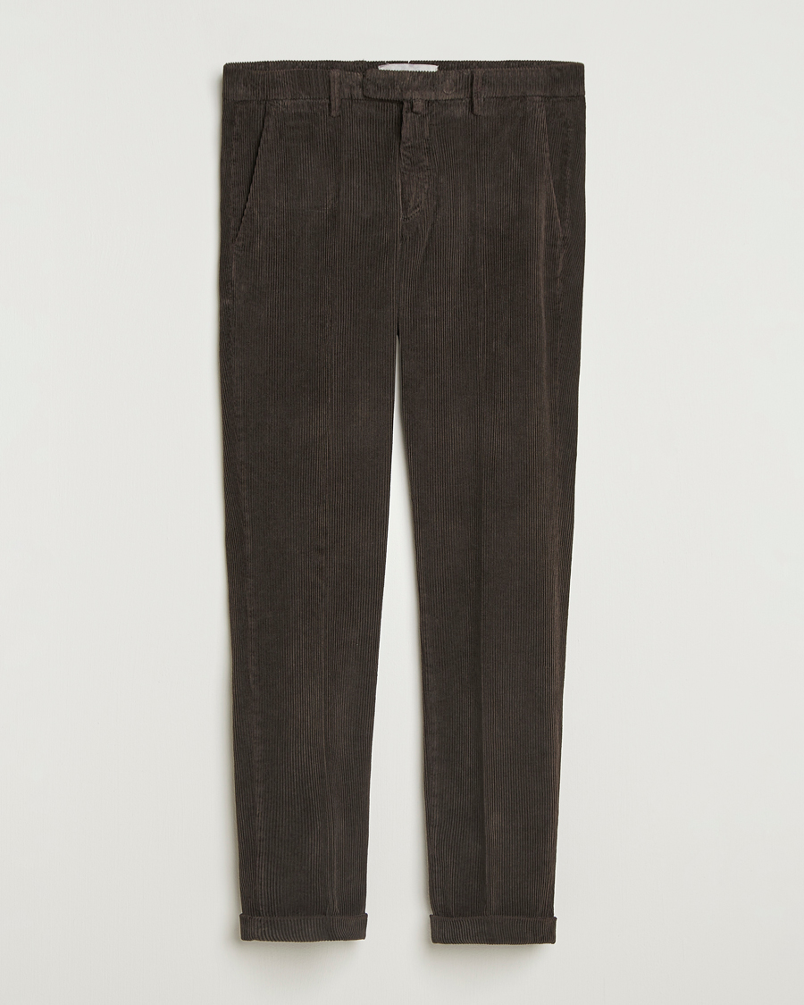 Hombres | Pantalones | Briglia 1949 | Slim Fit Corduroy Trousers Dark Brown