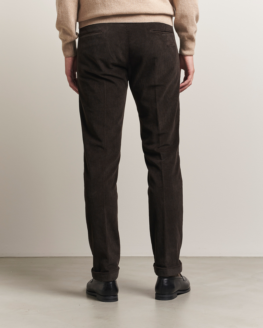Hombres | Pantalones | Briglia 1949 | Slim Fit Corduroy Trousers Dark Brown