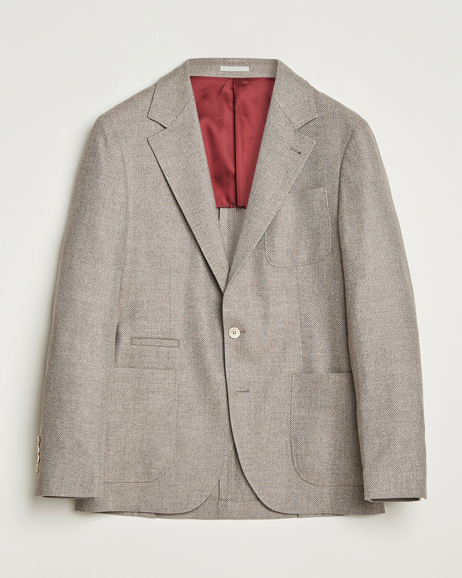 Hombres | Blazers | Brunello Cucinelli | Single Breasted Wool/Cashmere Twill Blazer Beige