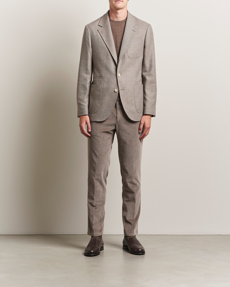 Hombres | Blazers | Brunello Cucinelli | Single Breasted Wool/Cashmere Twill Blazer Beige