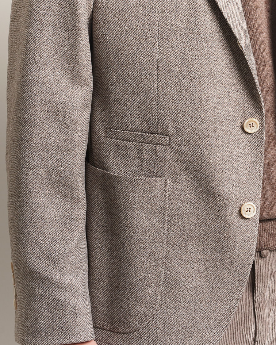 Hombres | Blazers | Brunello Cucinelli | Single Breasted Wool/Cashmere Twill Blazer Beige