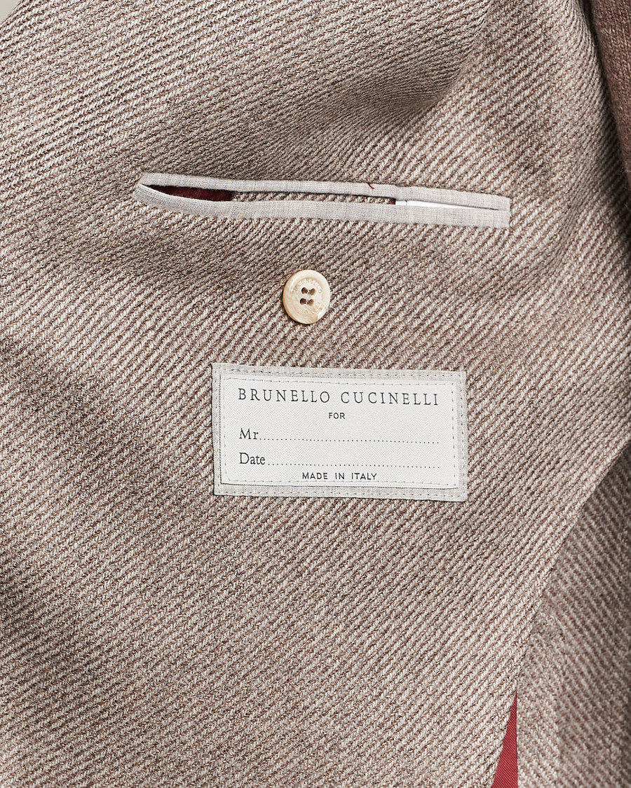 Hombres | Blazers | Brunello Cucinelli | Single Breasted Wool/Cashmere Twill Blazer Beige