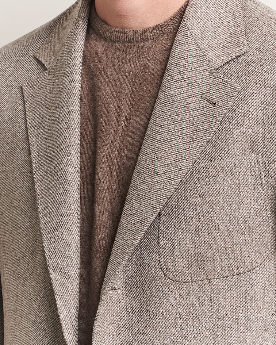 Hombres | Blazers | Brunello Cucinelli | Single Breasted Wool/Cashmere Twill Blazer Beige