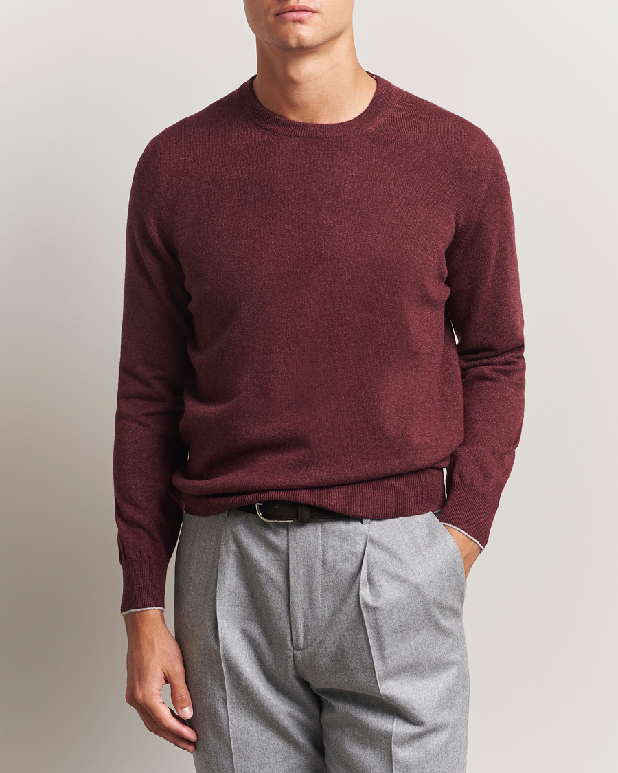 Hombres | Jerséis y prendas de punto | Brunello Cucinelli | 2 Ply Cashmere Pullover Amaranto