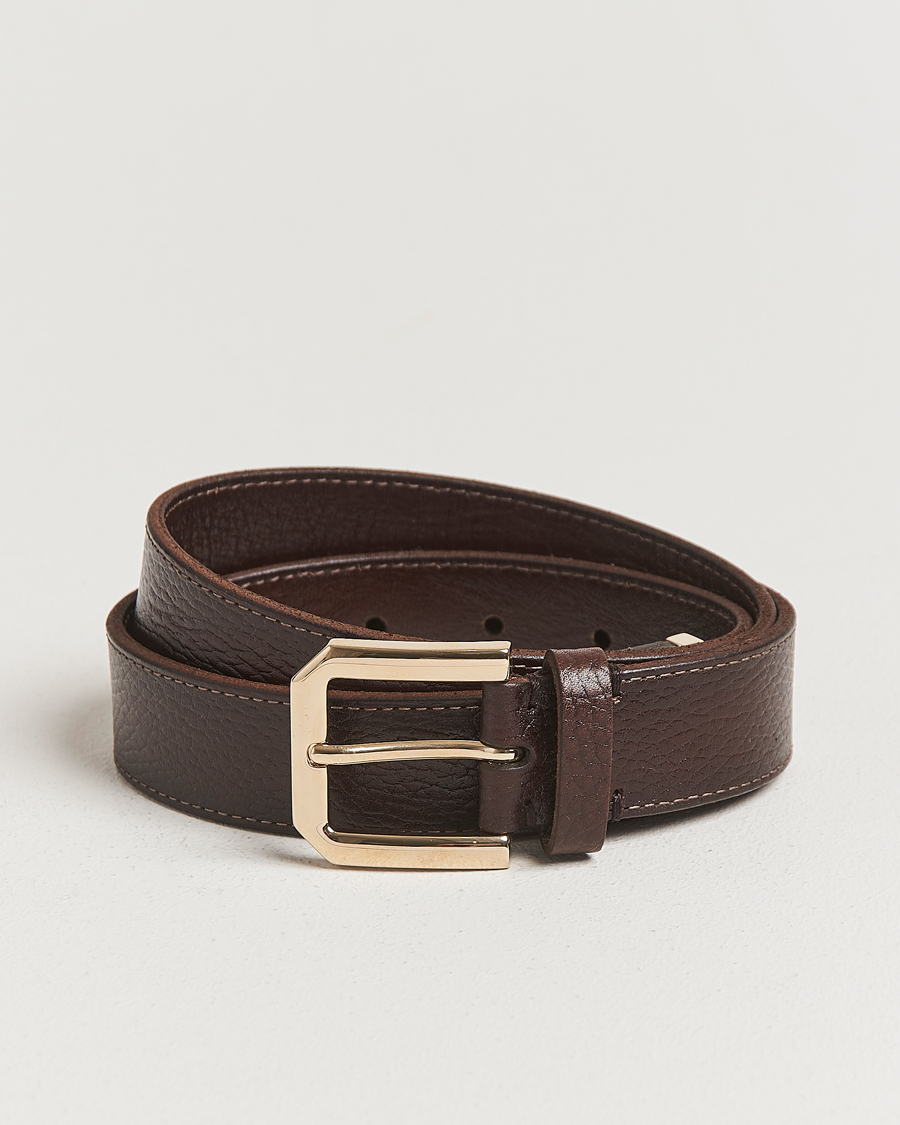 Hombres | Brunello Cucinelli Grain Leather Belt Dark Brown | Brunello Cucinelli | Grain Leather Belt Dark Brown