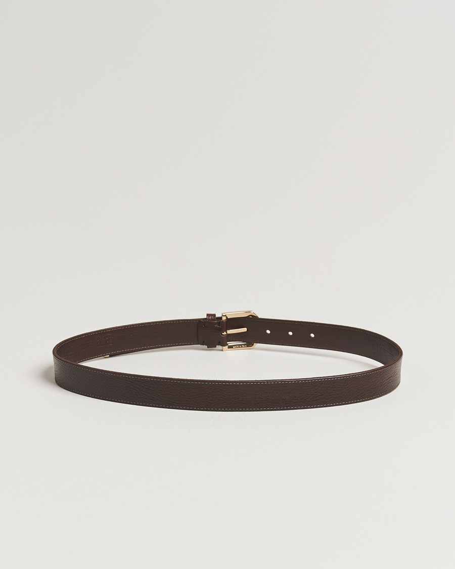 Hombres | Brunello Cucinelli Grain Leather Belt Dark Brown | Brunello Cucinelli | Grain Leather Belt Dark Brown