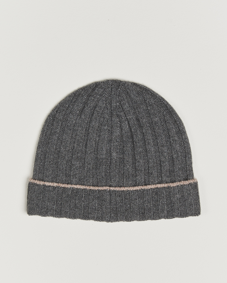 Hombres | Brunello Cucinelli Cashmere Contrast Beanie Grey Melange | Brunello Cucinelli | Cashmere Contrast Beanie Grey Melange