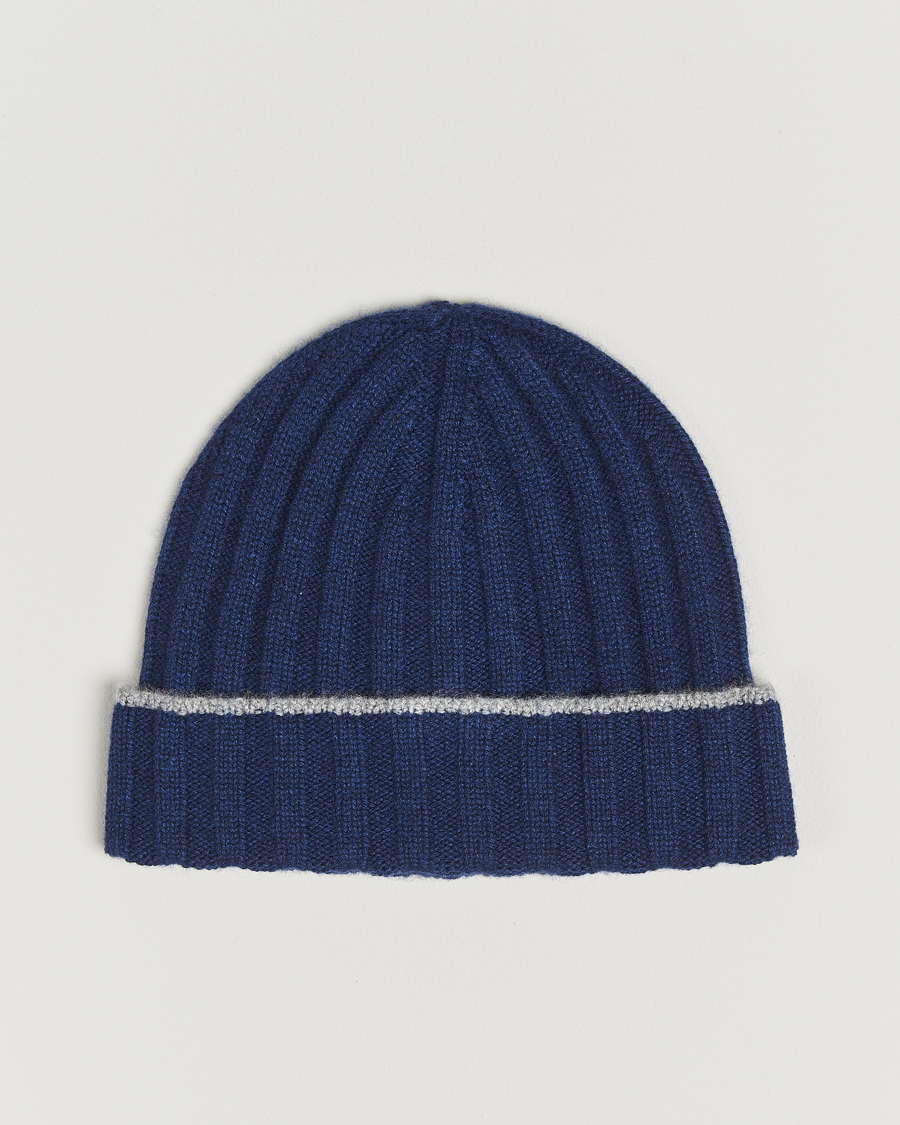 Hombres | Brunello Cucinelli Cashmere Contrast Beanie Navy | Brunello Cucinelli | Cashmere Contrast Beanie Navy