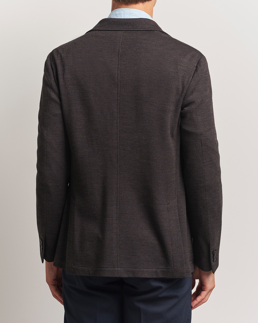 Hombres | Blazers | Canali | Wool Houndstooth Jersey Blazer Dark Brown