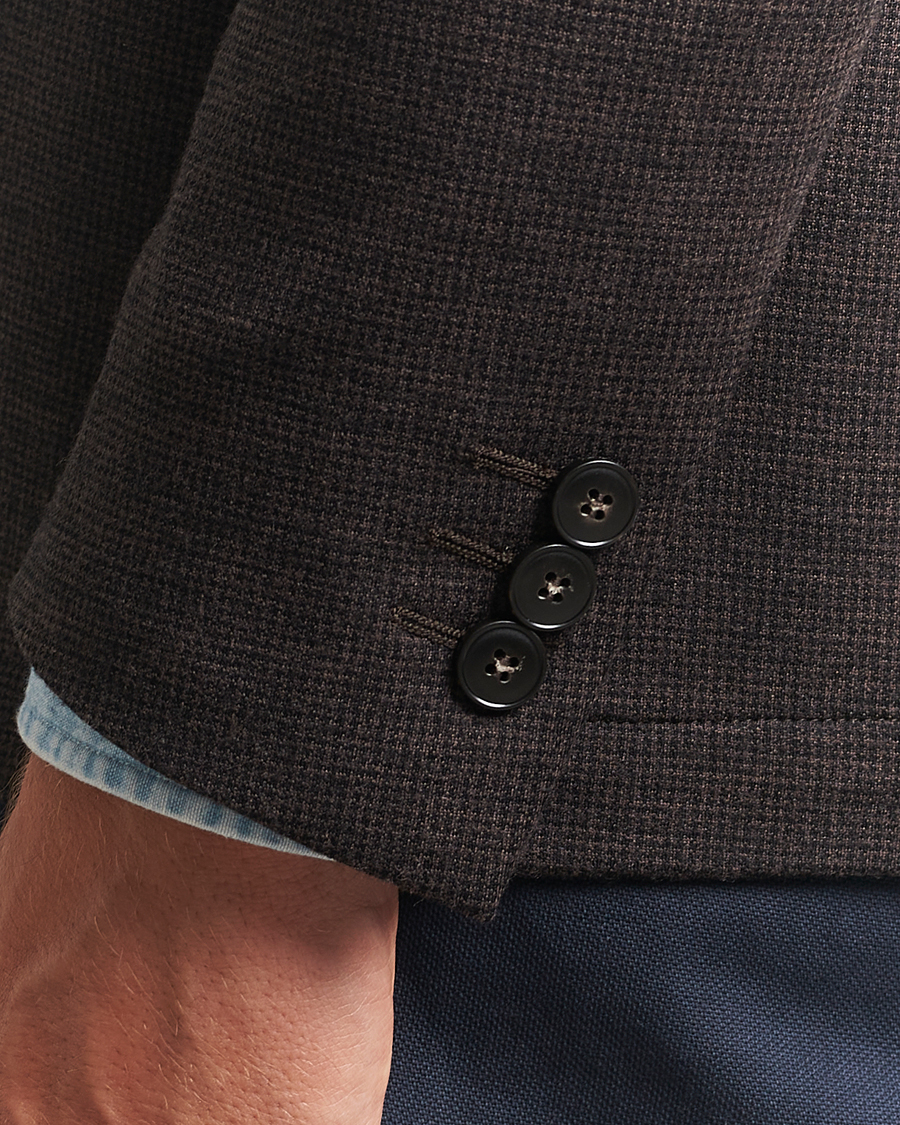 Hombres | Blazers | Canali | Wool Houndstooth Jersey Blazer Dark Brown