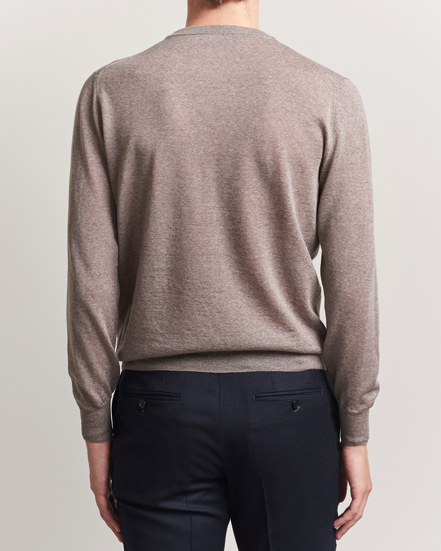 Hombres | Jerséis y prendas de punto | Canali | Merino Wool Crew Neck Beige
