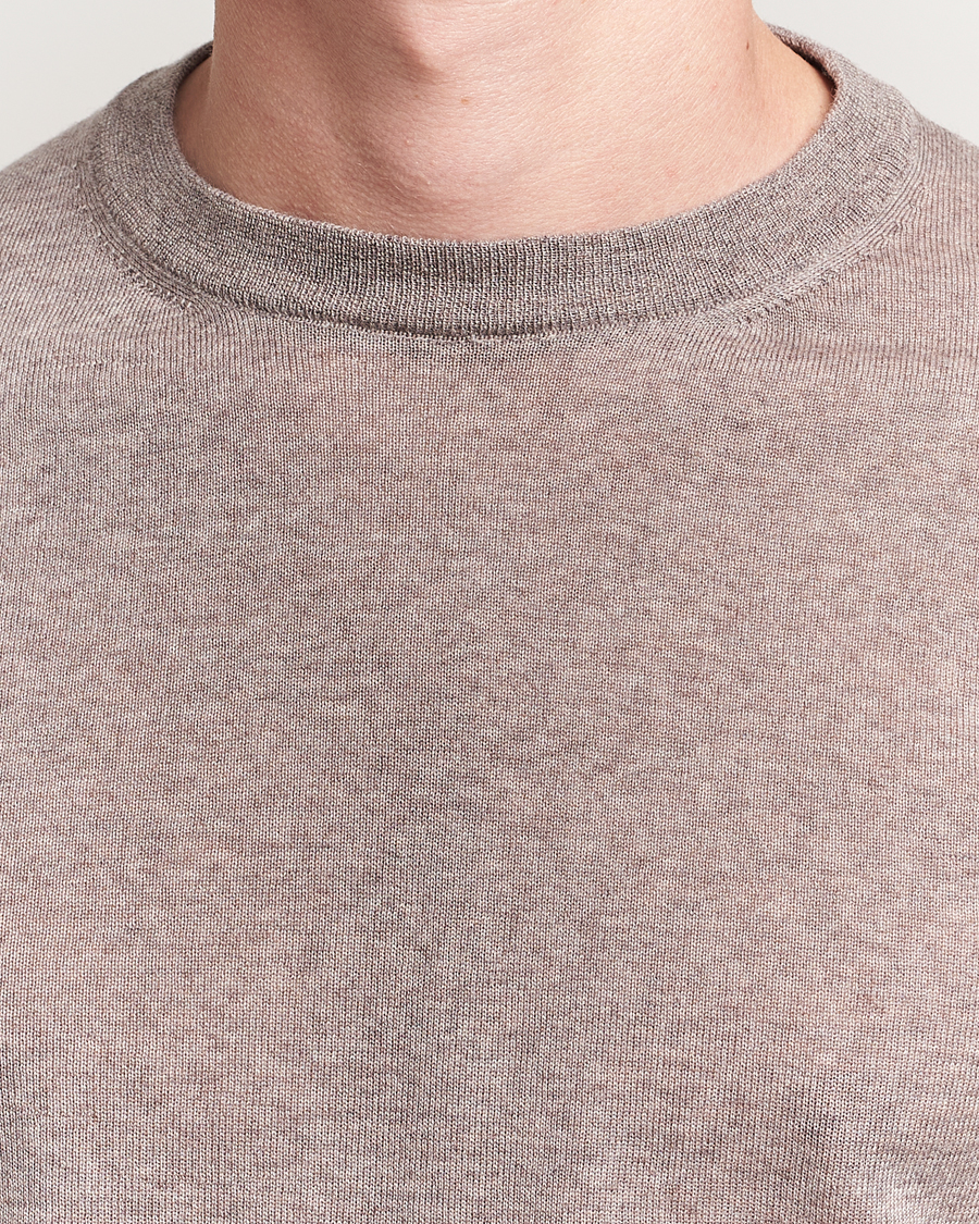 Hombres | Jerséis y prendas de punto | Canali | Merino Wool Crew Neck Beige