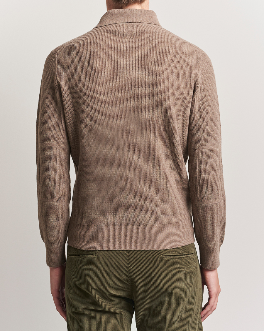 Hombres | Jerséis y prendas de punto | Canali | Wool/Cashmere Long Sleeve Polo Brown