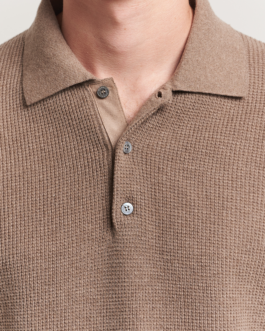 Hombres | Jerséis y prendas de punto | Canali | Wool/Cashmere Long Sleeve Polo Brown