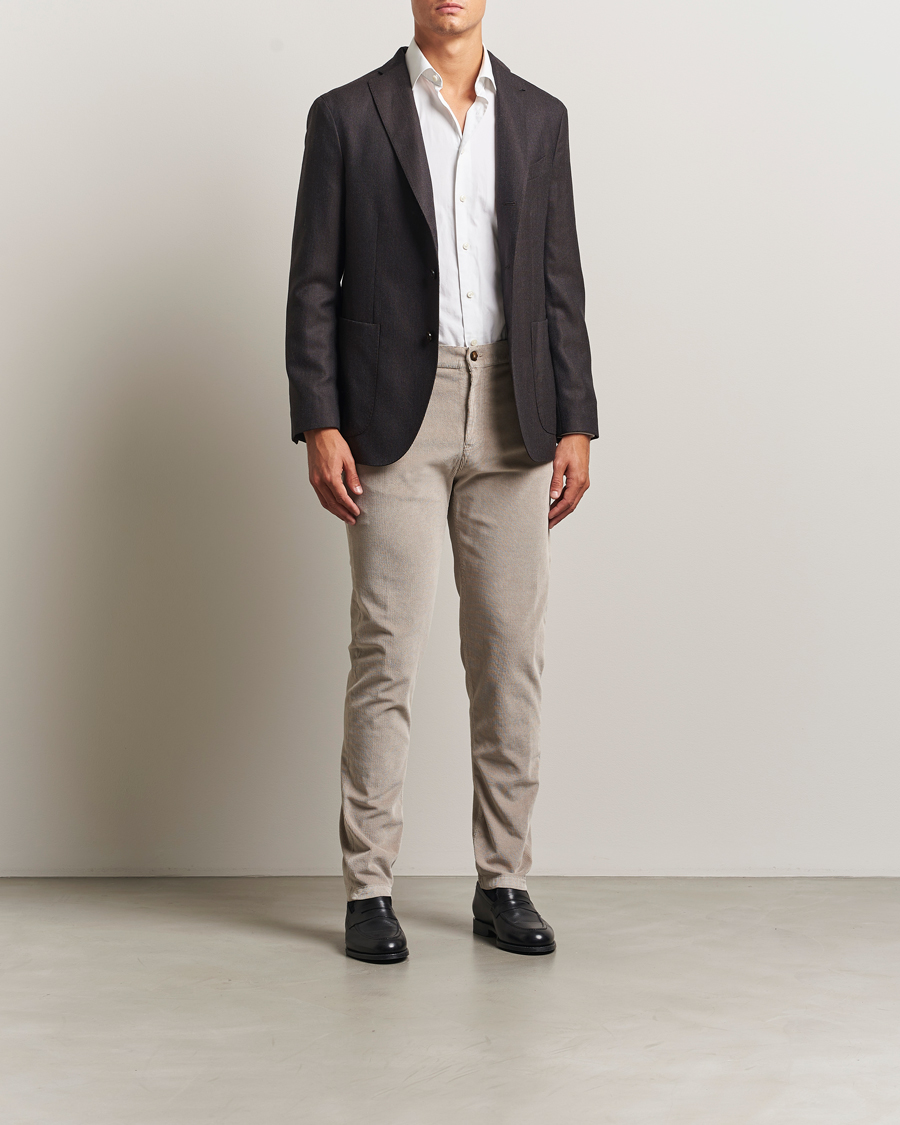 Hombres | Pantalones | Canali | Soft Corduroy Trousers Beige
