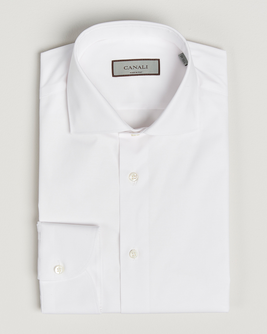 Hombres | Camisas | Canali | Slim Fit Cotton/Stretch Shirt White
