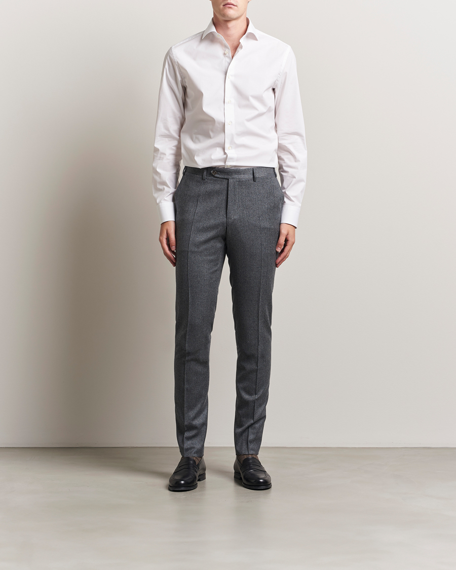 Hombres | Camisas | Canali | Slim Fit Cotton/Stretch Shirt White
