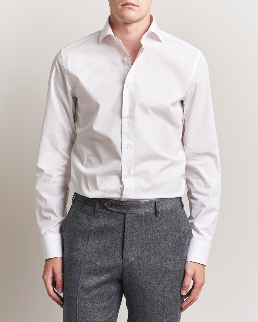 Hombres | Camisas | Canali | Slim Fit Cotton/Stretch Shirt White