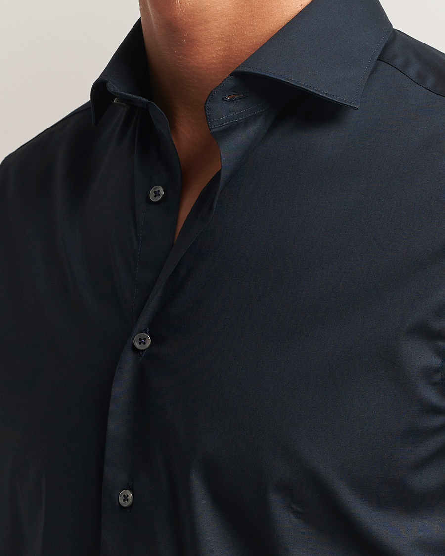 Hombres | Camisas | Canali | Slim Fit Cotton/Stretch Shirt Navy