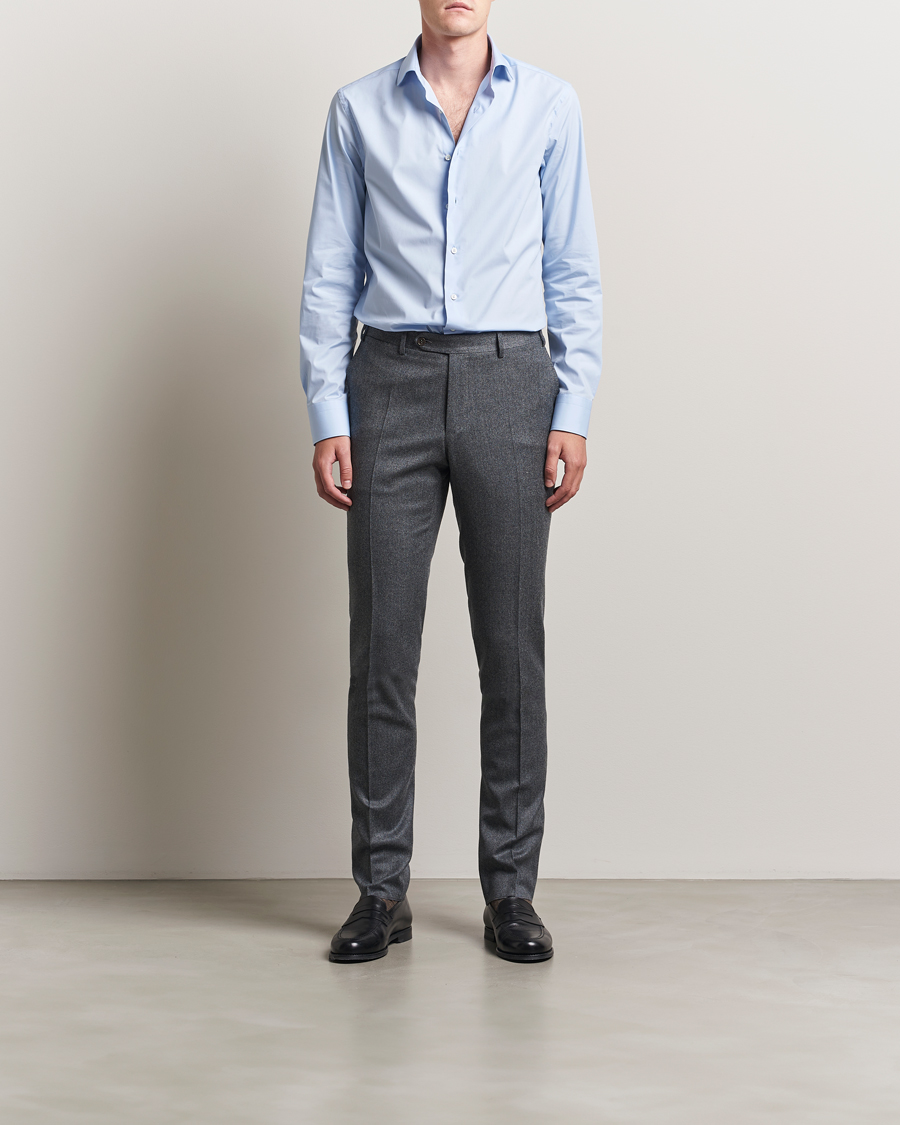 Hombres | Camisas | Canali | Slim Fit Cotton/Stretch Shirt Light Blue