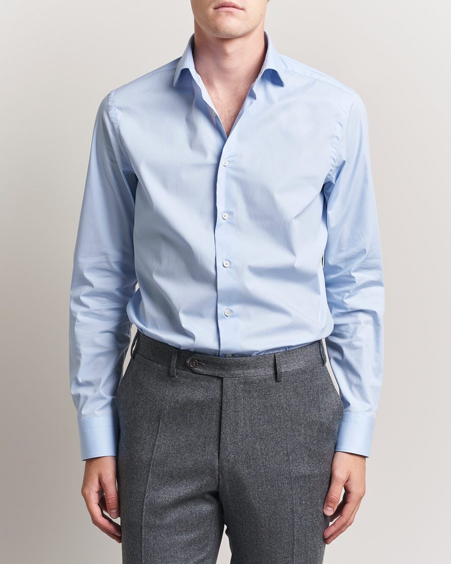 Hombres | Camisas | Canali | Slim Fit Cotton/Stretch Shirt Light Blue