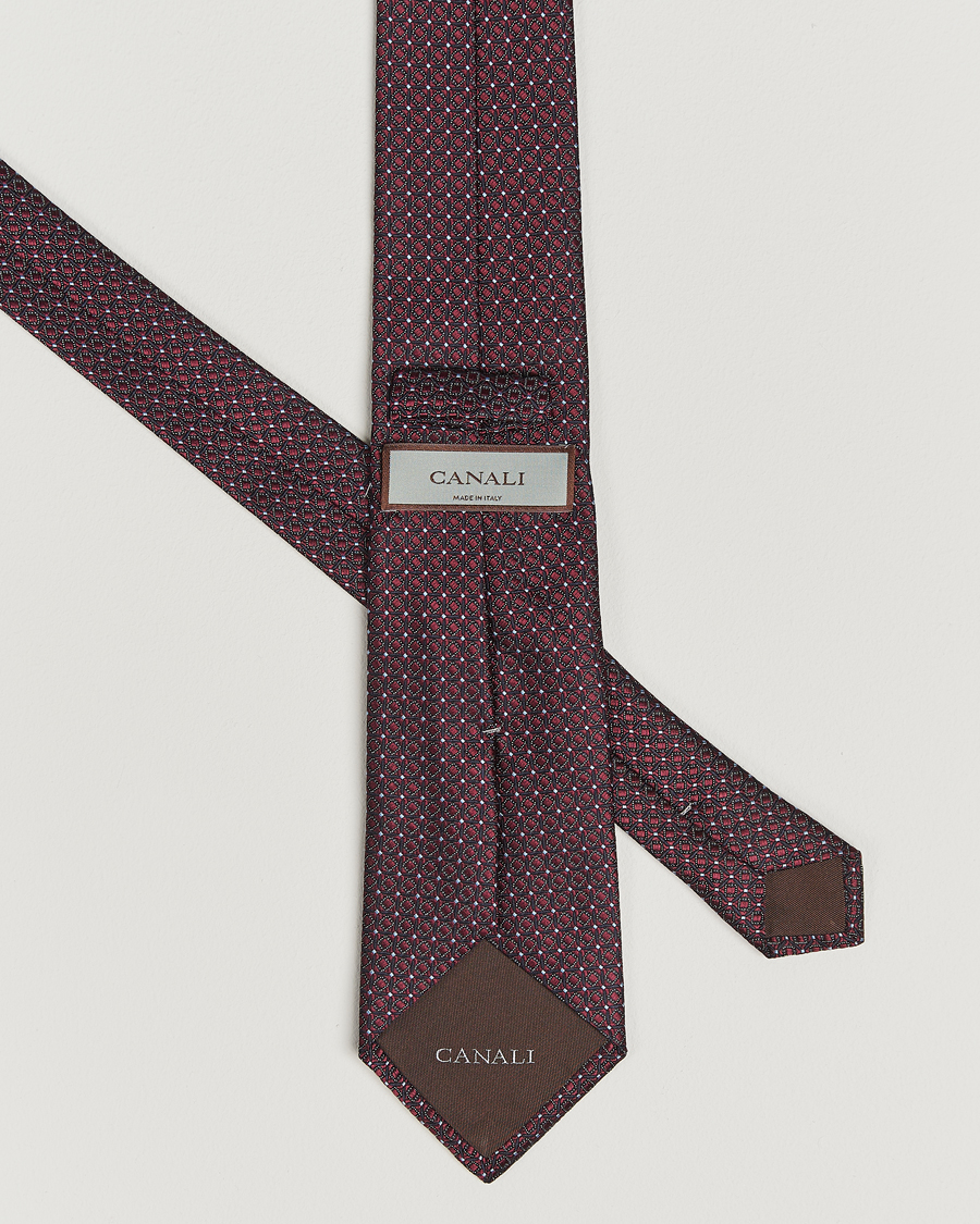 Hombres | Canali Jacquard Silk Tie Burgundy | Canali | Jacquard Silk Tie Burgundy