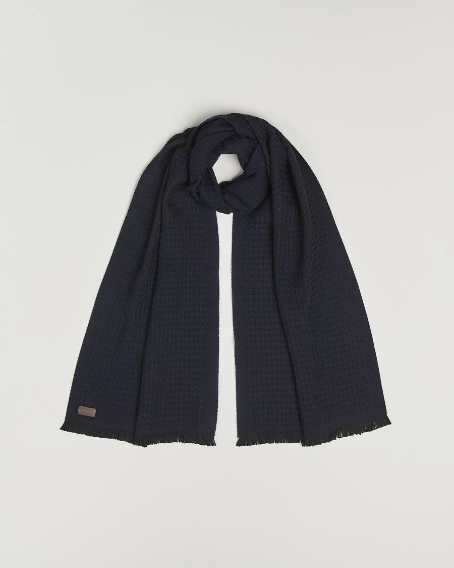 Hombres | Corbatas | Canali | Jacquard Wool Scarf Navy