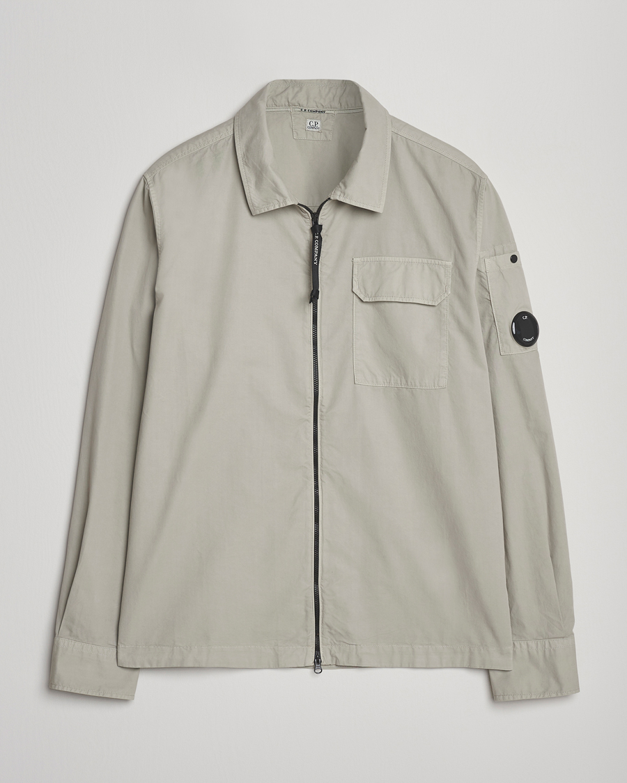 Hombres | Camisas | C.P. Company | Organic Cotton Gabardine Zip Overshirt Grey