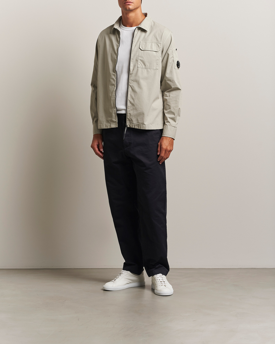 Hombres | Camisas | C.P. Company | Organic Cotton Gabardine Zip Overshirt Grey