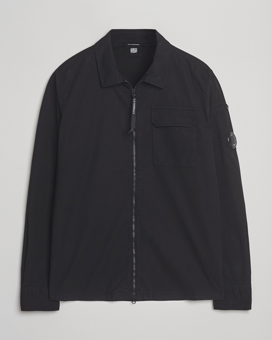 Hombres | Camisas | C.P. Company | Organic Cotton Gabardine Zip Overshirt Black