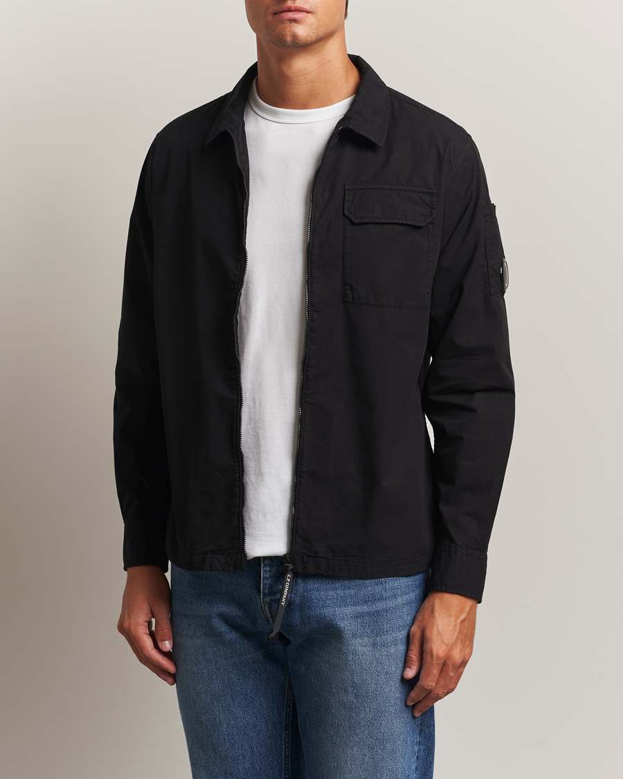 Hombres | Camisas | C.P. Company | Organic Cotton Gabardine Zip Overshirt Black