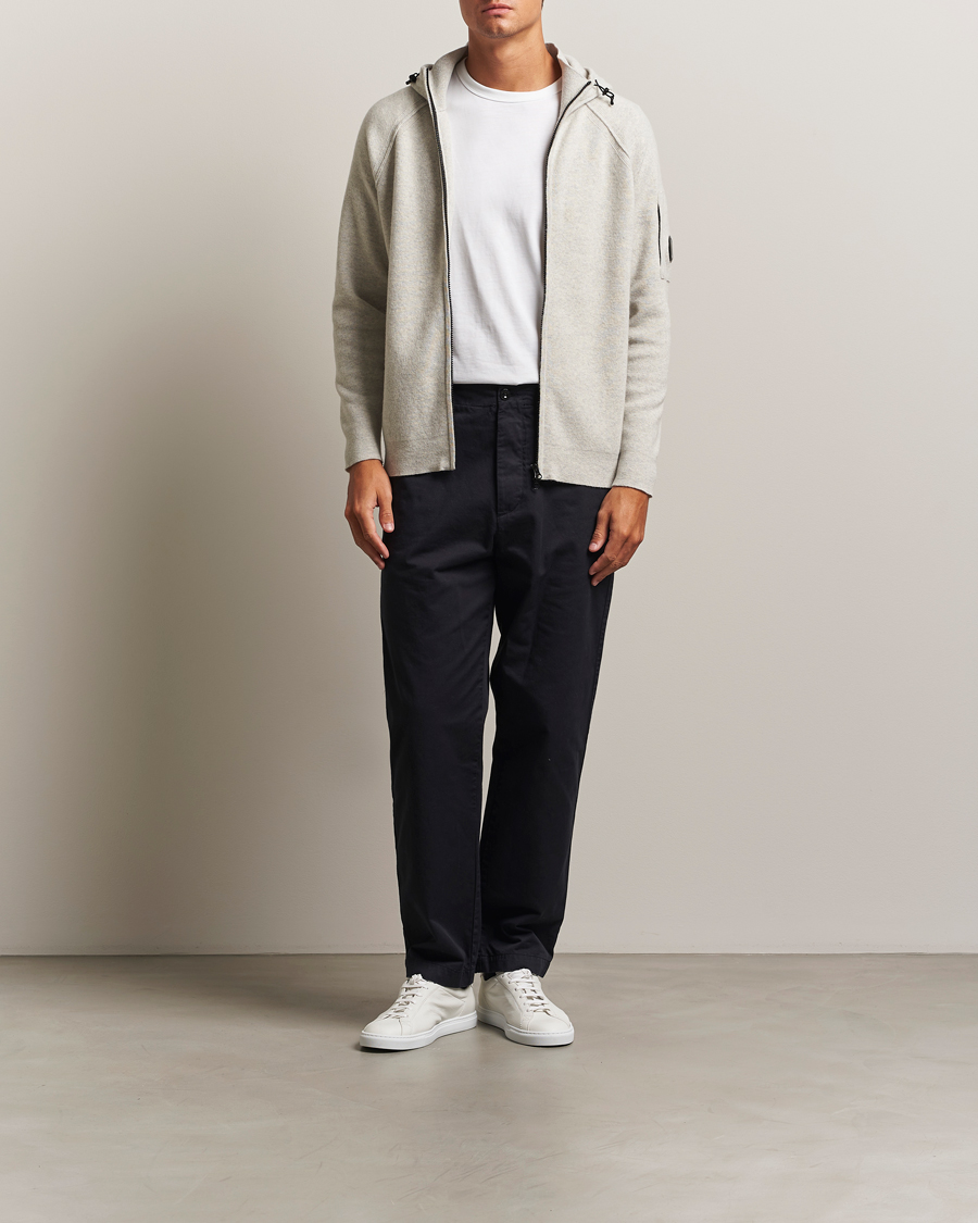 Hombres | Jerséis y prendas de punto | C.P. Company | Knitted Lambswool Zip Hood Light Grey