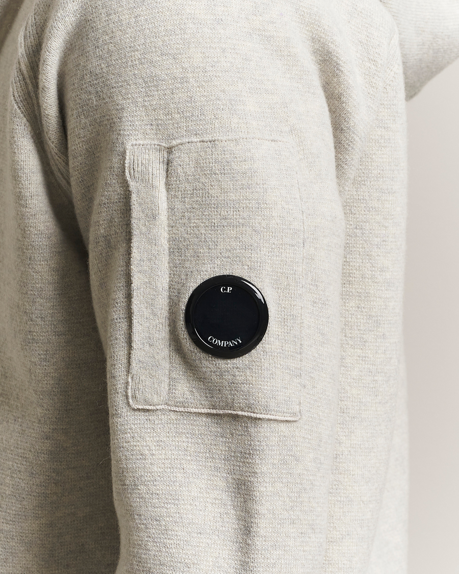 Hombres | Jerséis y prendas de punto | C.P. Company | Knitted Lambswool Zip Hood Light Grey