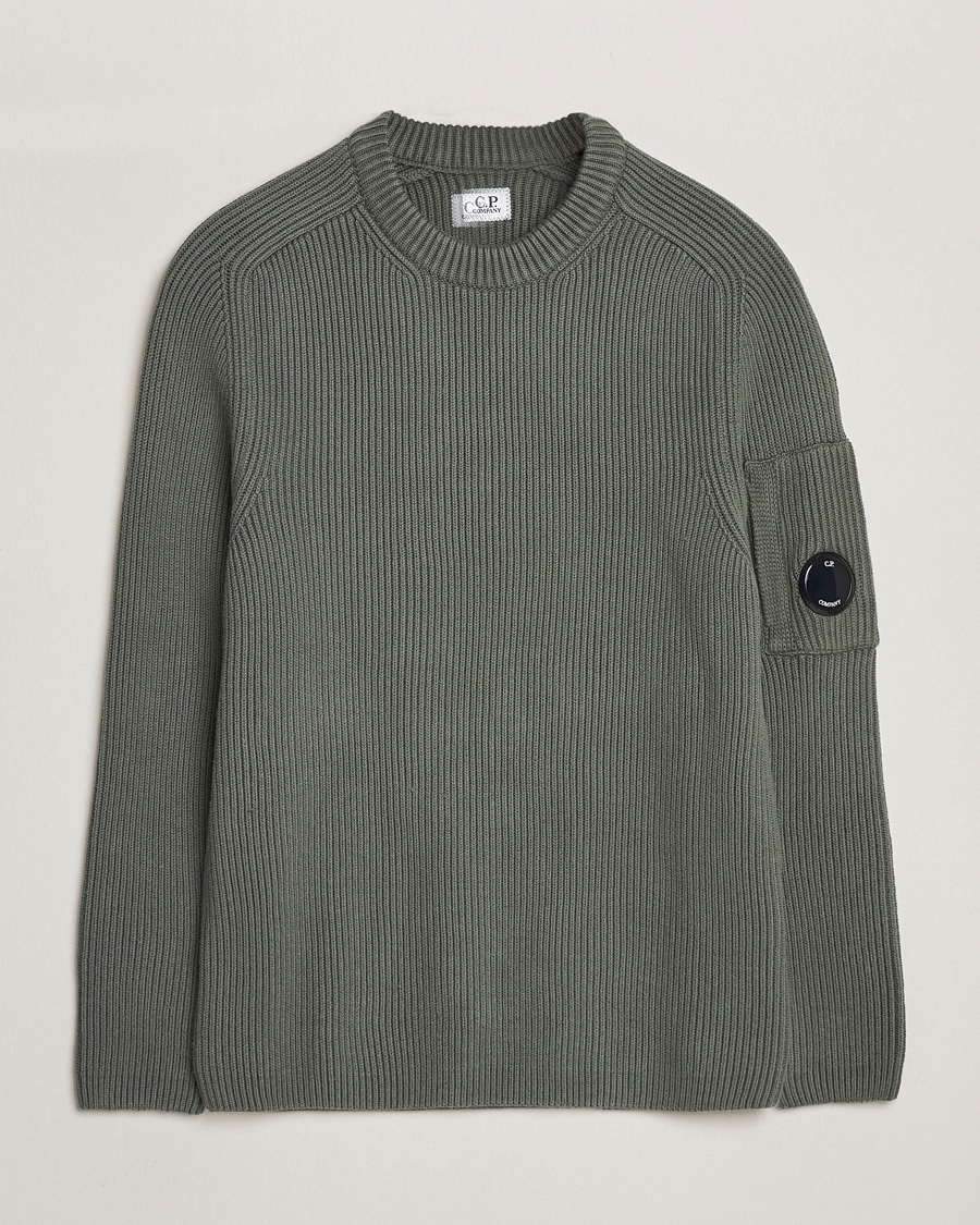 Hombres | Jerséis y prendas de punto | C.P. Company | Full Rib Knitted Cotton Crew Neck Grey